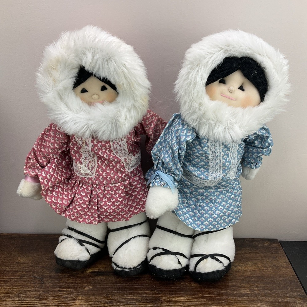 Two Vintage‎ Alaskan Eskimo Doll Izumi's Eskimo Doll 13 Inches Tall